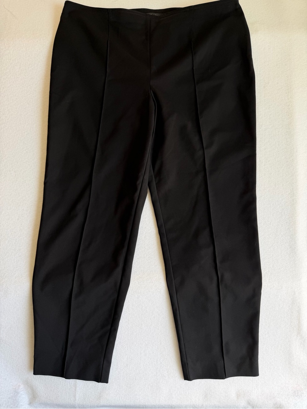St. John Black Straight Leg Ankle Pants Size 12 Luxury Stretch Career - Picture 2 of 10